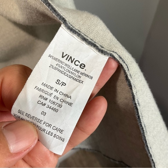 VINCE Two Tone Drape Open Front Wool Gray Cardigan merino wool blend size Small - Picture 6 of 11